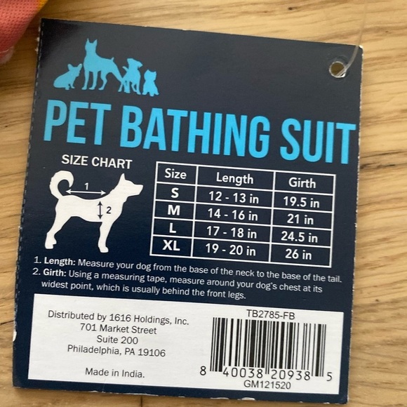 🆕Stripped Multicolor Woof Bathing Suit for Dogs S🆕 - Picture 8 of 8